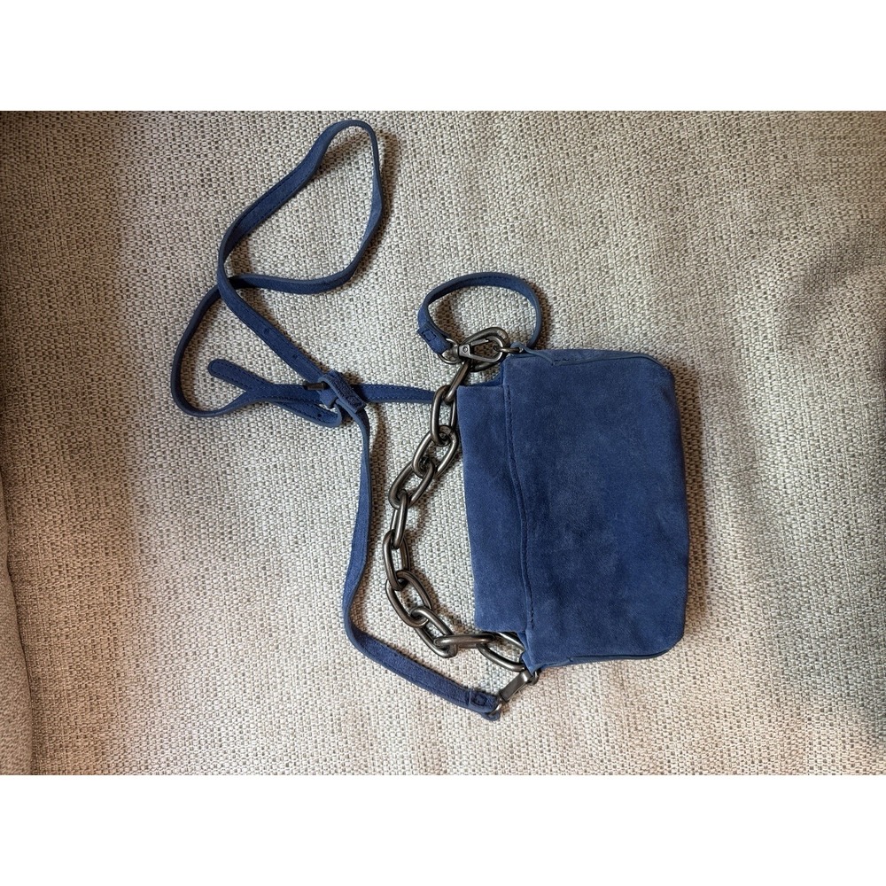 Free People Charlie Chain Crossbody Bag in Blue Suede Leather - Picture 8 of 9